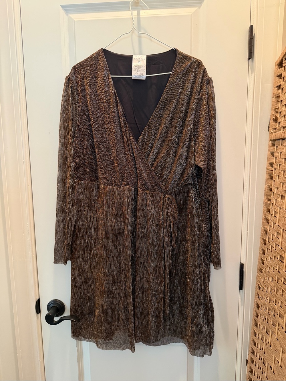 Metallic Bronze Wrap Dress xl